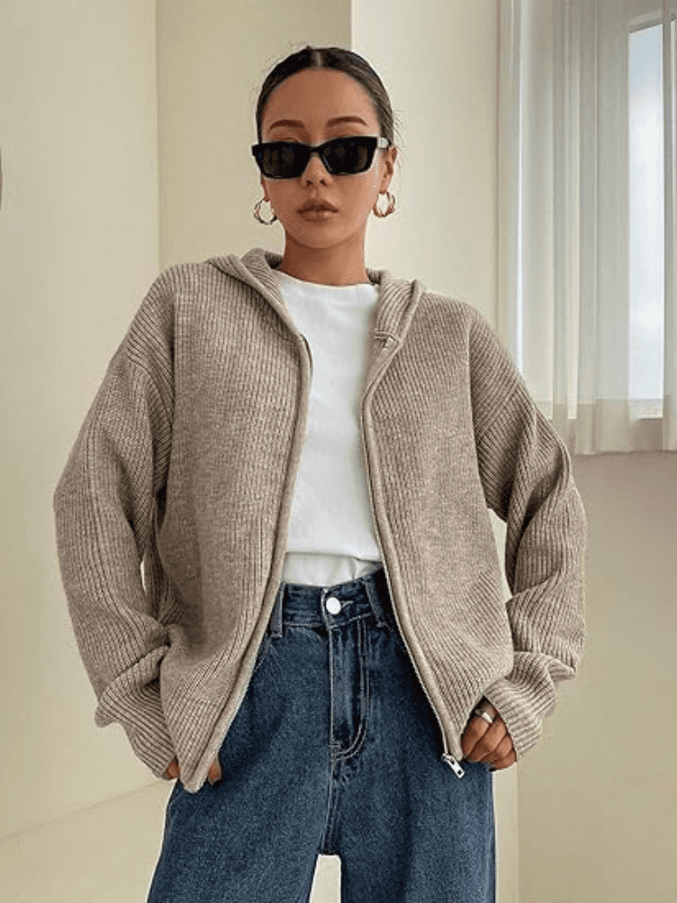 VARME & HVISKER OVERSIZE HØSTKARDIGAN MED HETTE