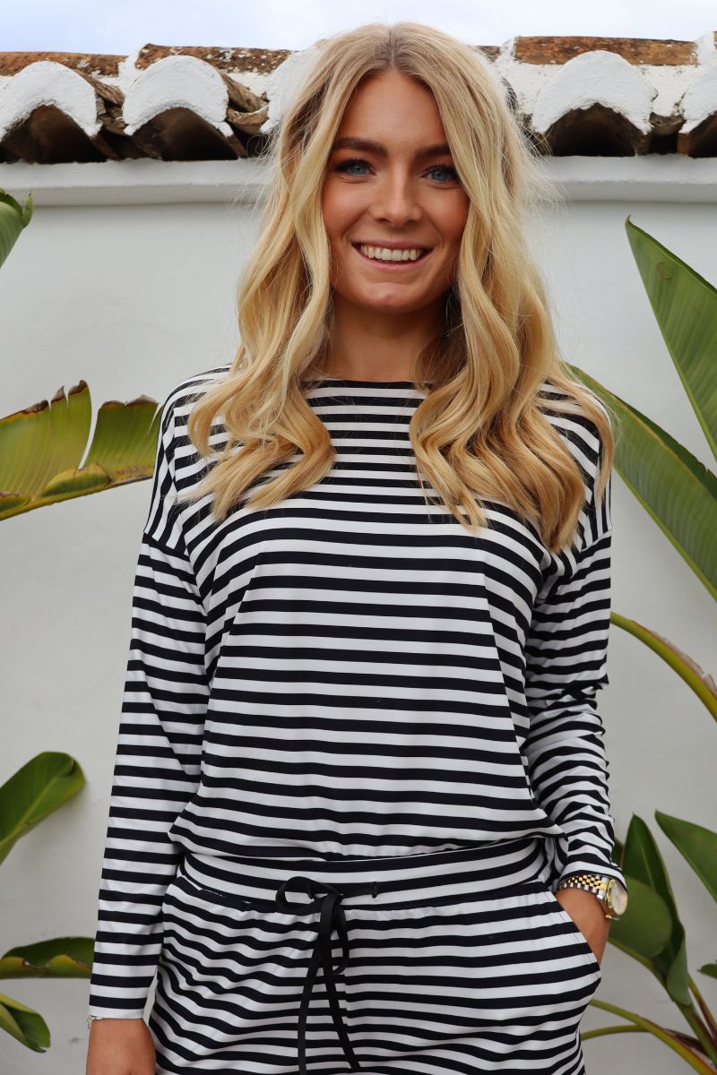 Alma Ls Top | Black Creme Stripe | Bluse fra Liberté