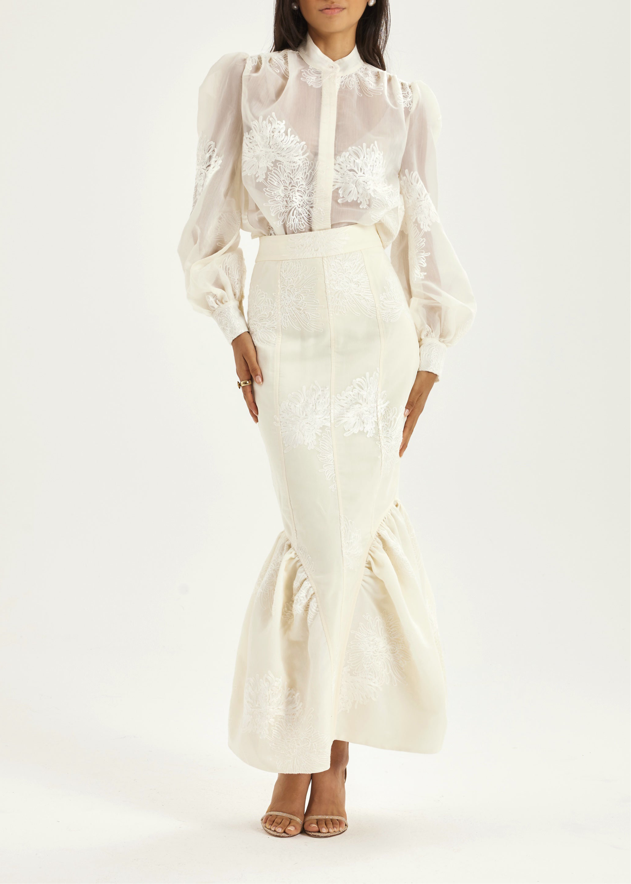 Sophia Panel- & Peplum Blyantskjørt | French Vanilla