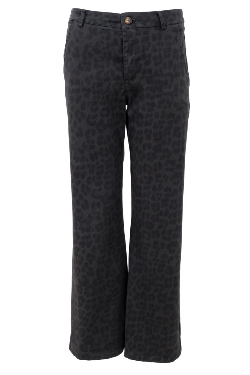 Abbie Box Stretch Pant | Grey Leopard | Bukser fra Black Colour