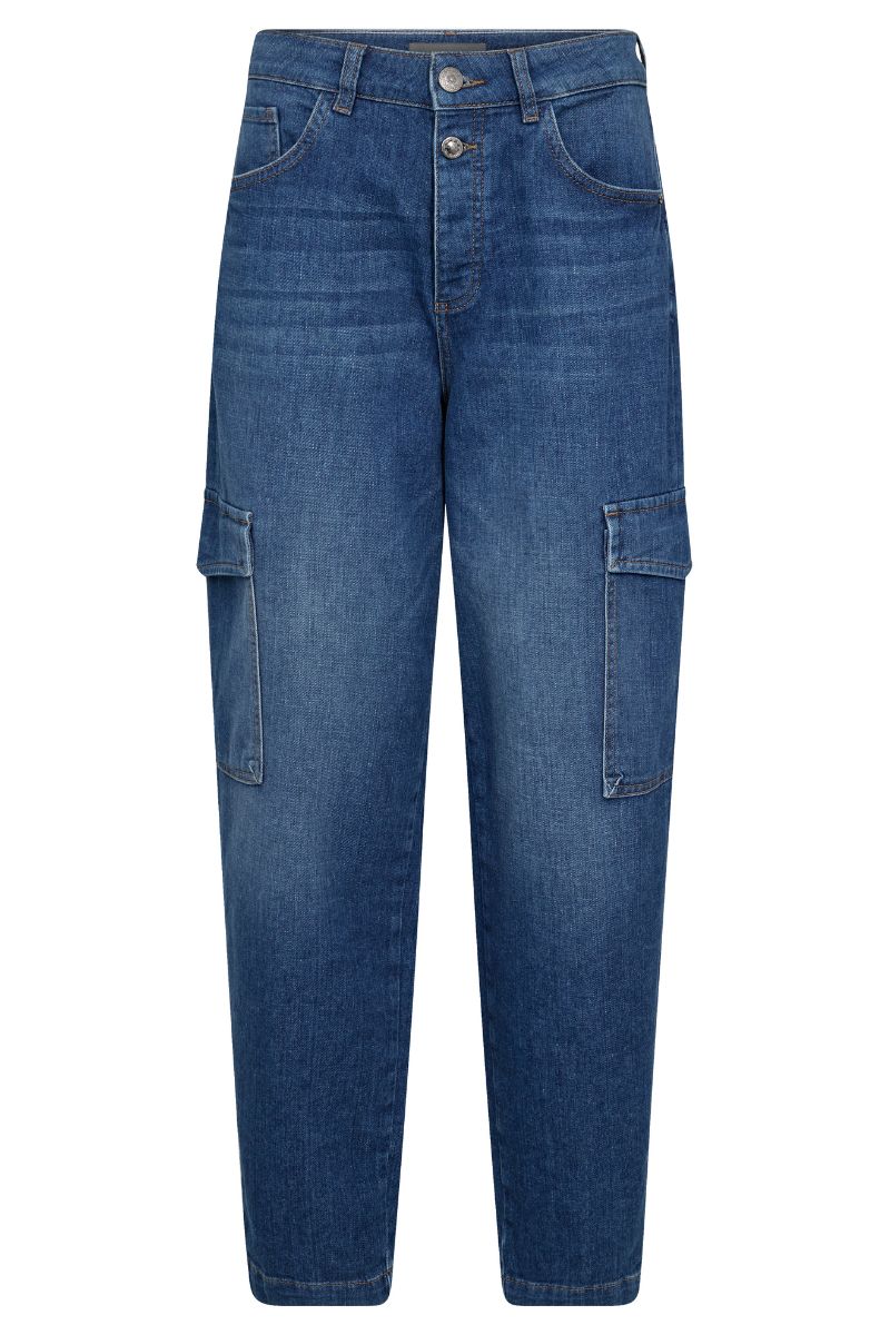 Adeline Stina Cargo Jeans Ankle | Blue | Jeans fra Mos Mosh