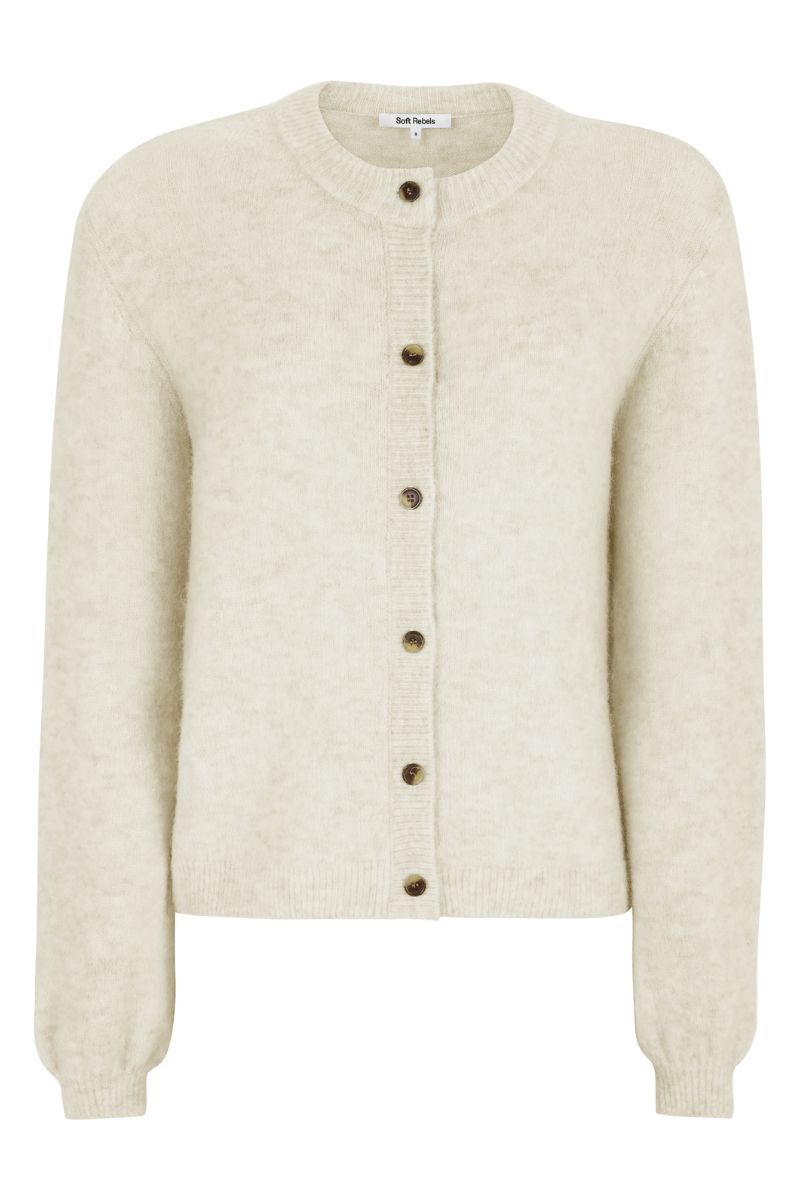 Allison O-Neck Cardigan Knit | Arctic Wolf | Cardigan fra Soft Rebels