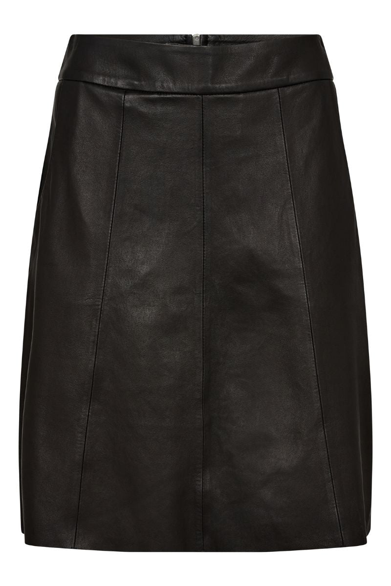 Adalyn Leather Skirt | Black | Nederdel fra Mos Mosh