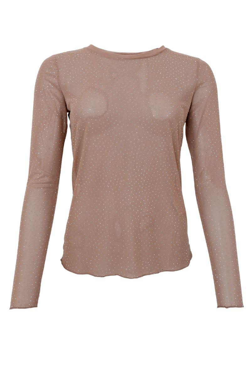 Alexis Tee W/Stones | Latte | Bluse fra Black Colour