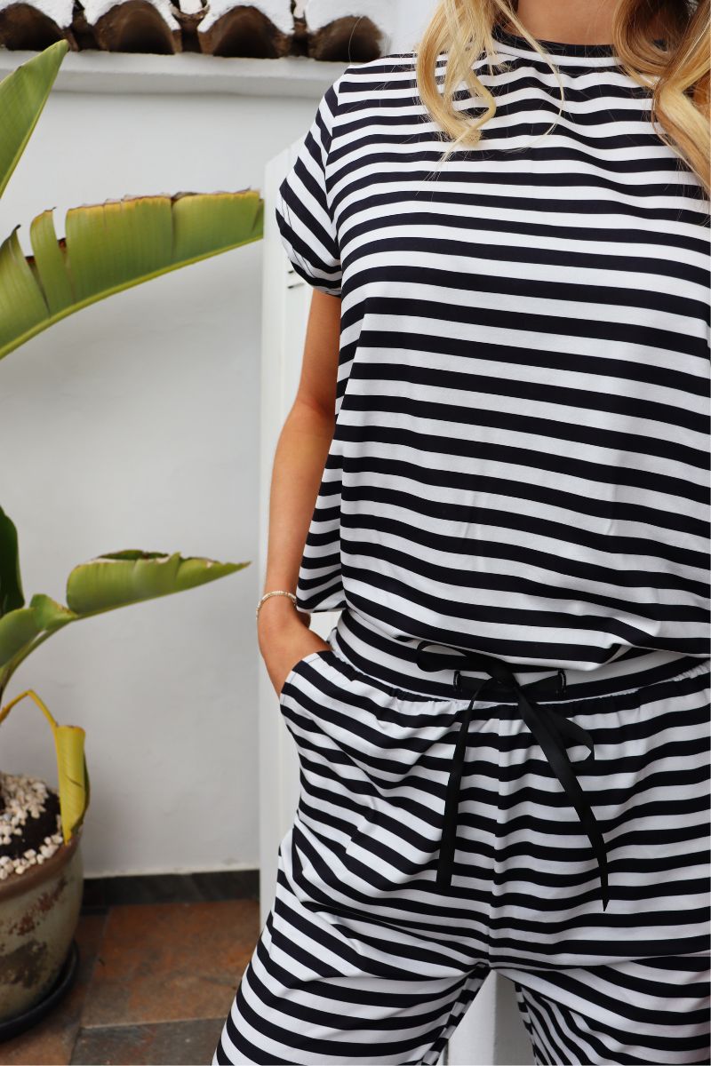 Alma Pants | Black Creme Stripe | Bukser fra Liberté