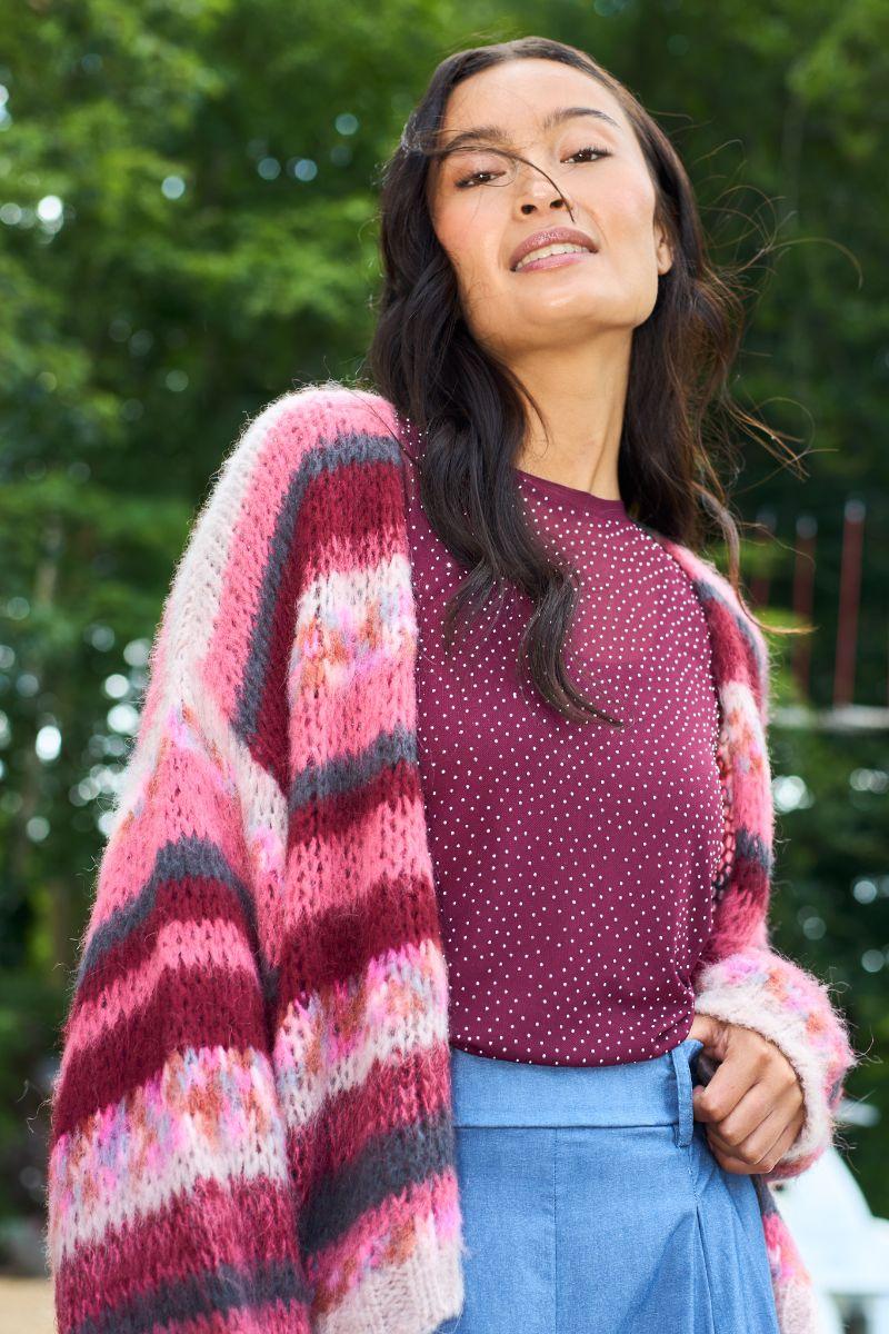 Alexis Tee W/Stones | Plum | Bluse fra Black Colour