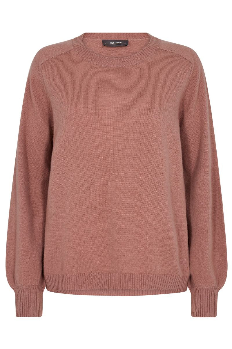 Alicent Cashmere O-Neck Knit | Burlwood | Strik fra Mos Mosh
