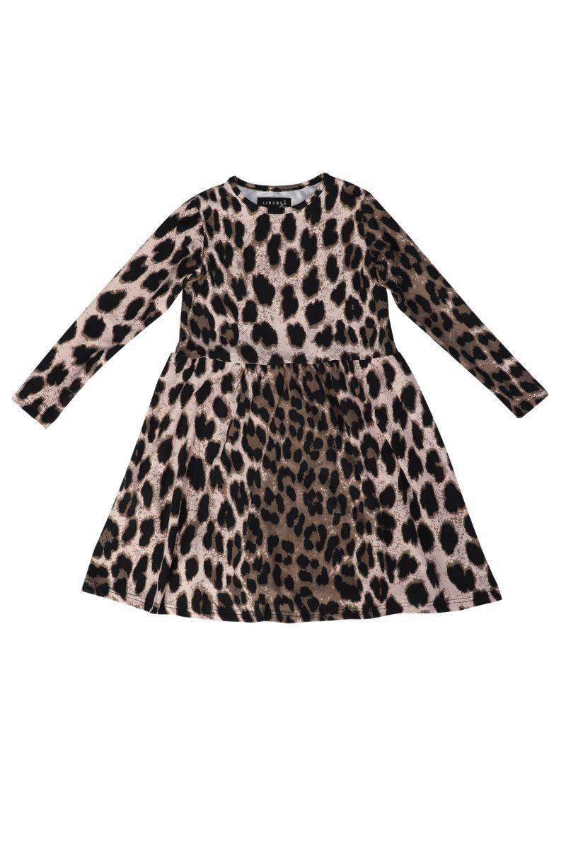 Alma Ls Babydoll Dress (Kids) | Big Lux Leo Fossil | Kjole fra Liberté Ami