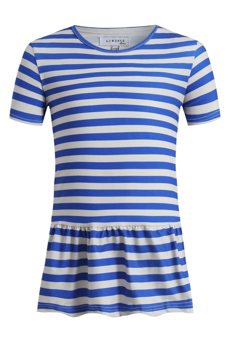 Alma Frill T Shirt (Kids) | Stripe Ivory Cobolt | T-Shirt fra Liberté Ami
