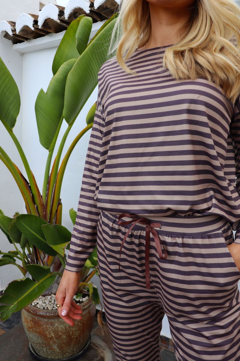 Alma Ls Top | Brown Stripe | Bluse fra Liberté