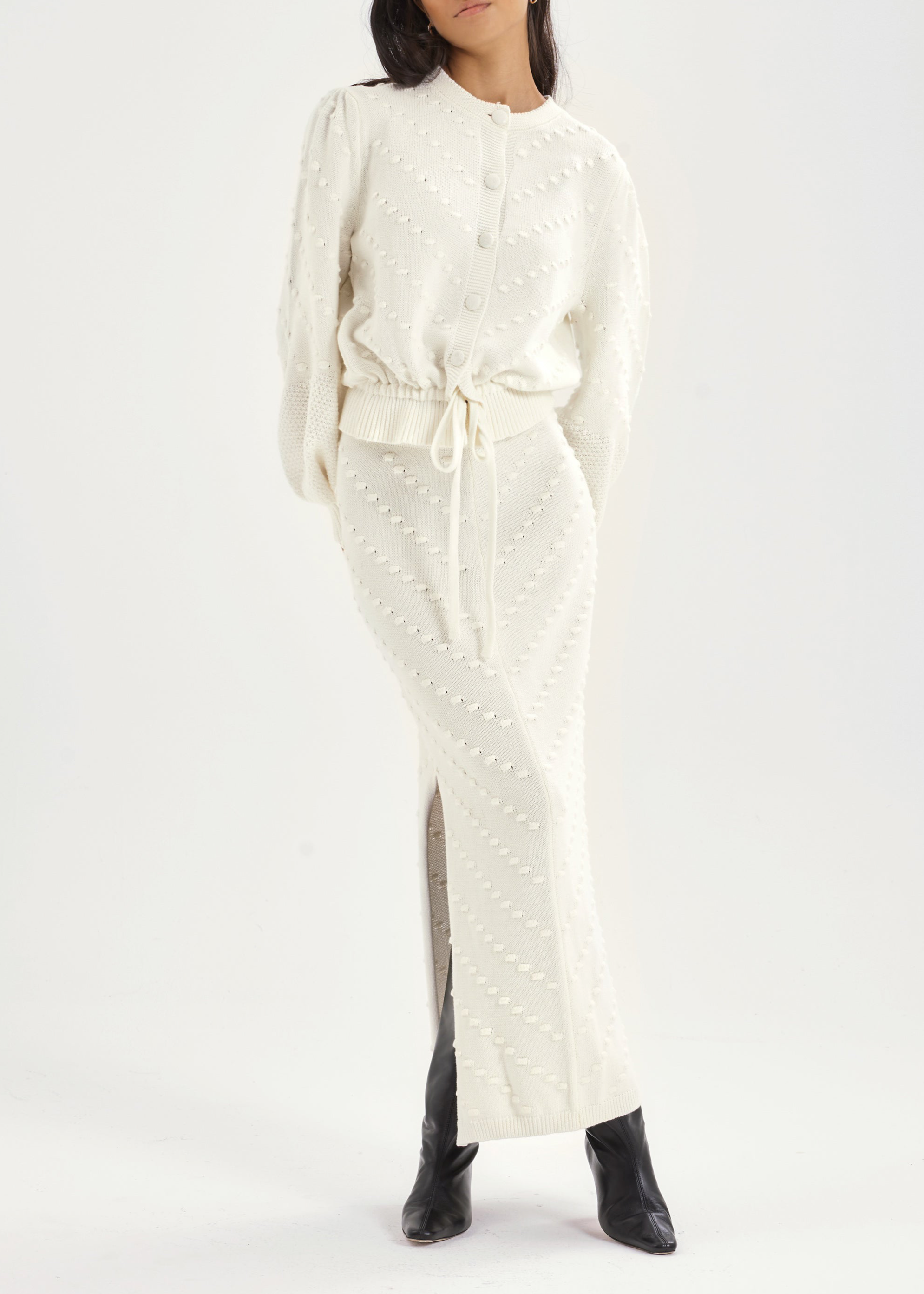 Freya Textured Cotton Skirt | Ivory