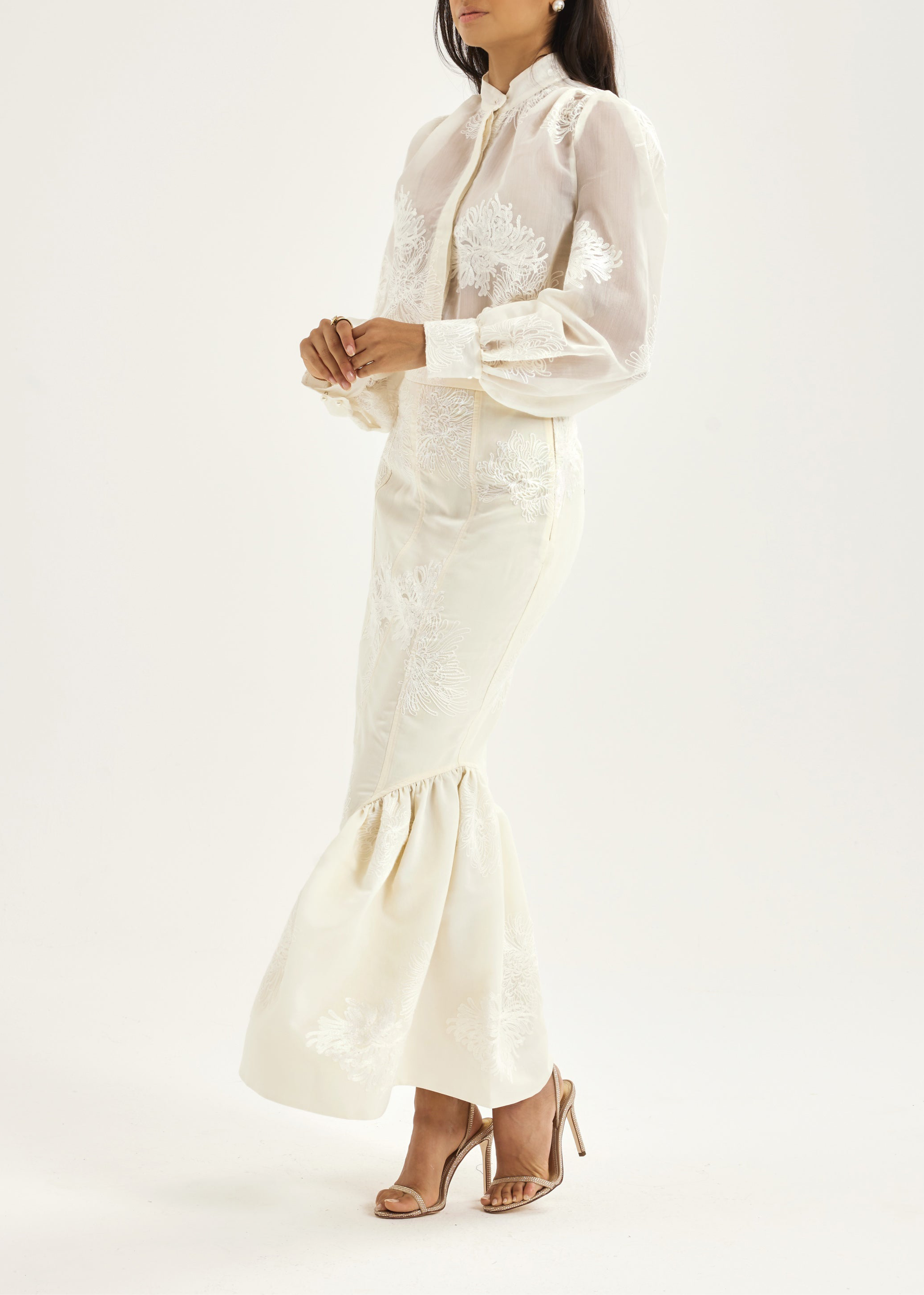 Sophia Panel- & Peplum Blyantskjørt | French Vanilla