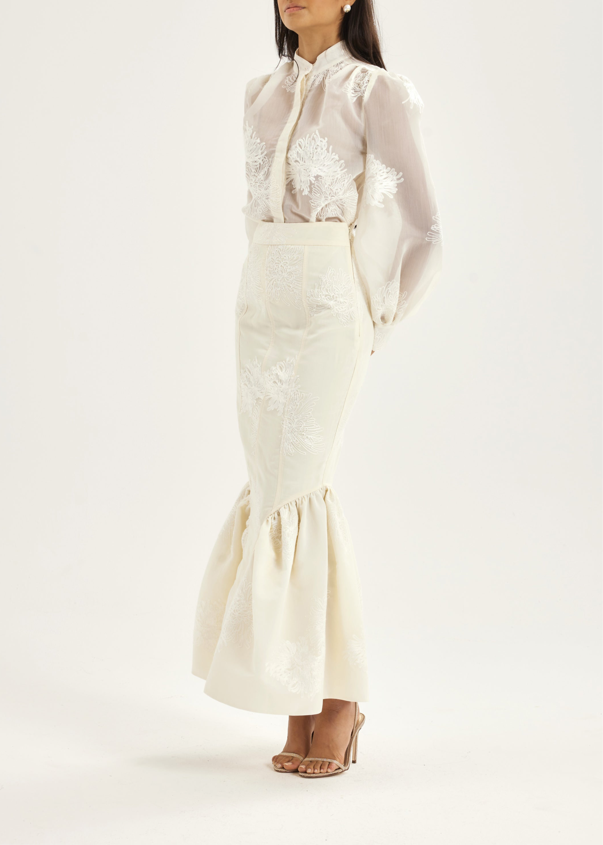 Sophia Panel- & Peplum Blyantskjørt | French Vanilla