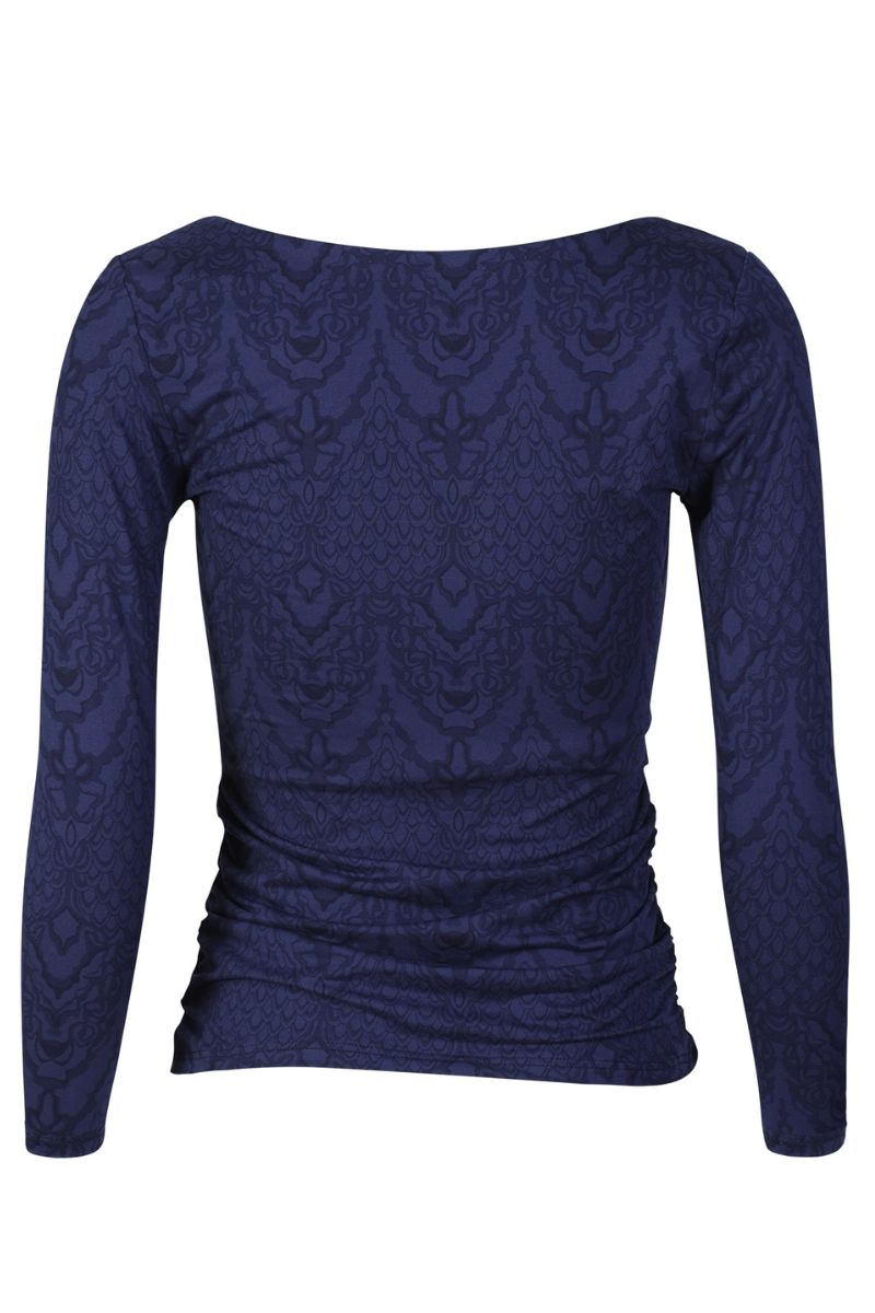 Alma Ls Turn Top | Navy Lala | Vendbar bluse fra Liberté