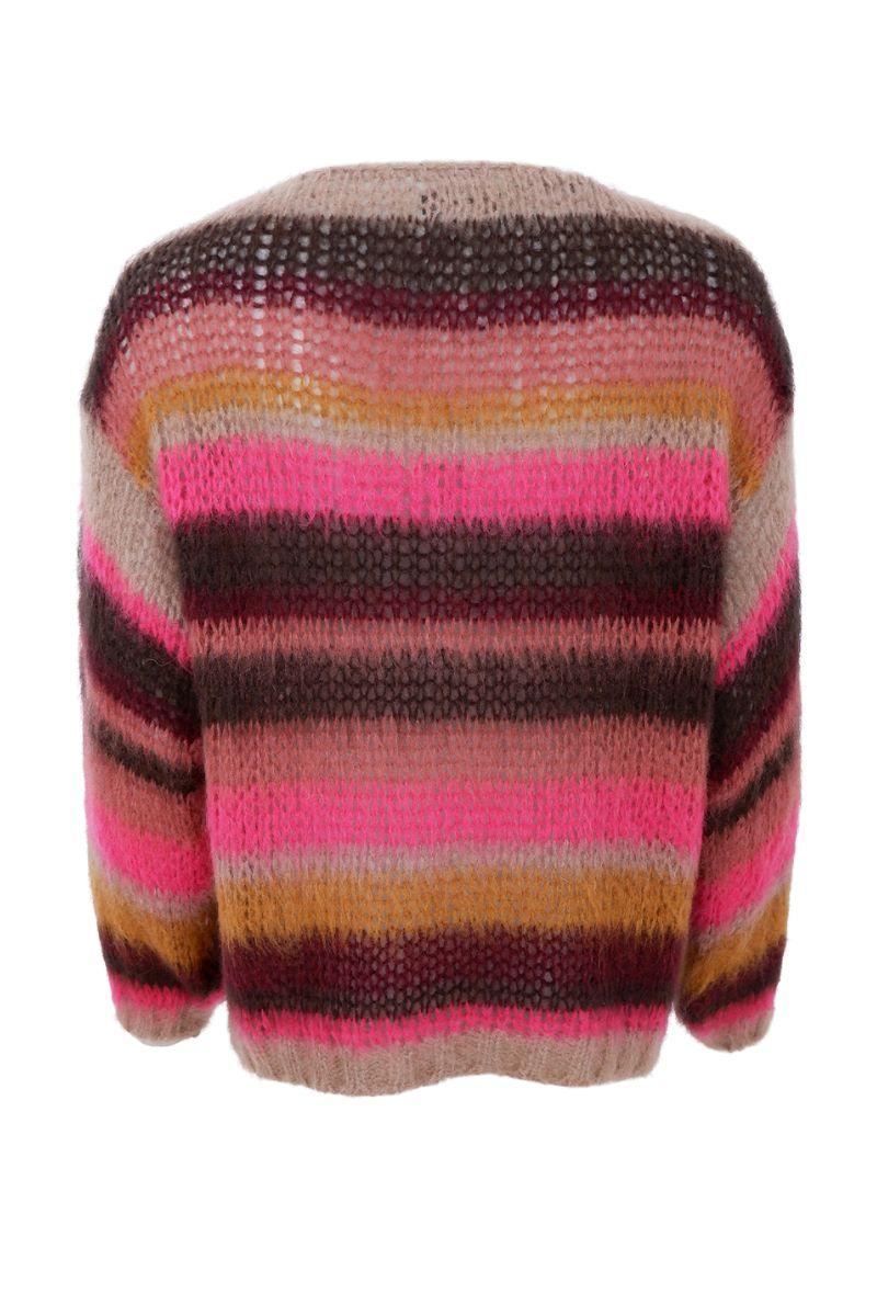 Adria Multi Striped Jumper | Berry | Strik fra Black Colour