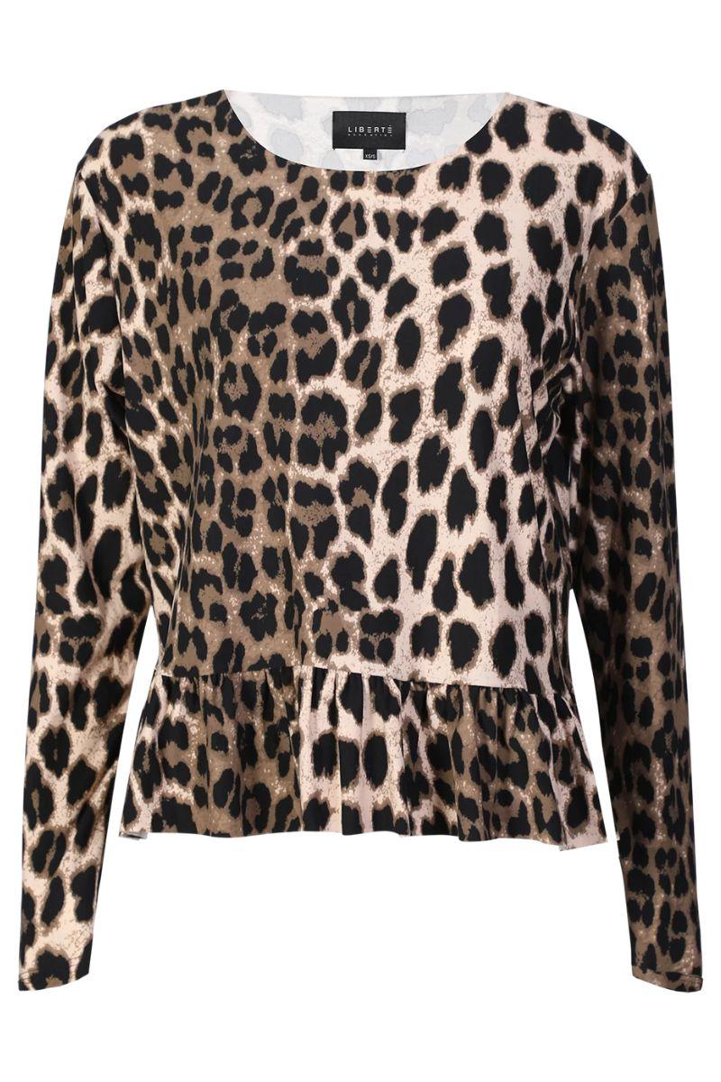 Alma Ls Frill T Shirt | Big Lux Leo Fossil | T-Shirt fra Liberté