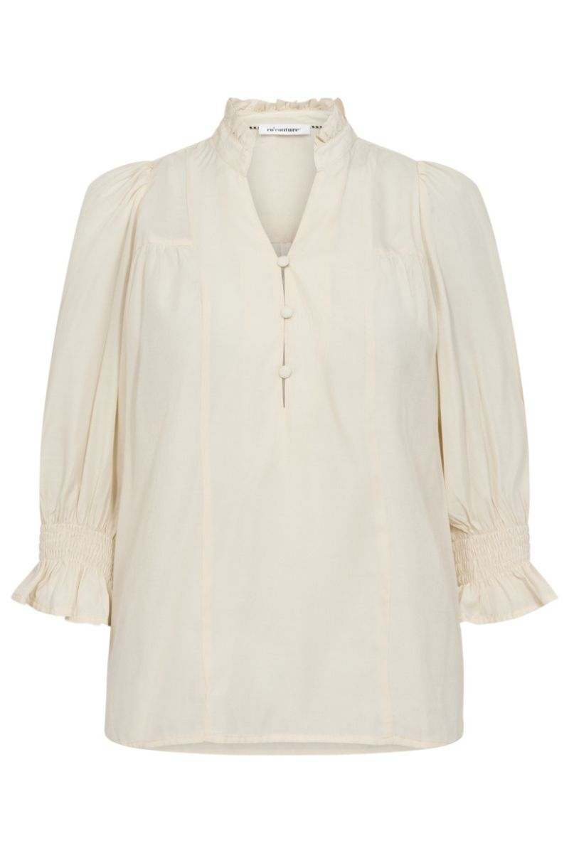 Aila Frill SS V-Blouse 35866 | Off white | Top fra Co'couture