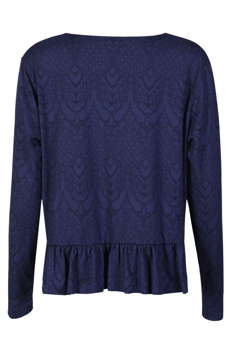 Alma Ls Frill T Shirt | Navy Lala | T-Shirt fra Liberté