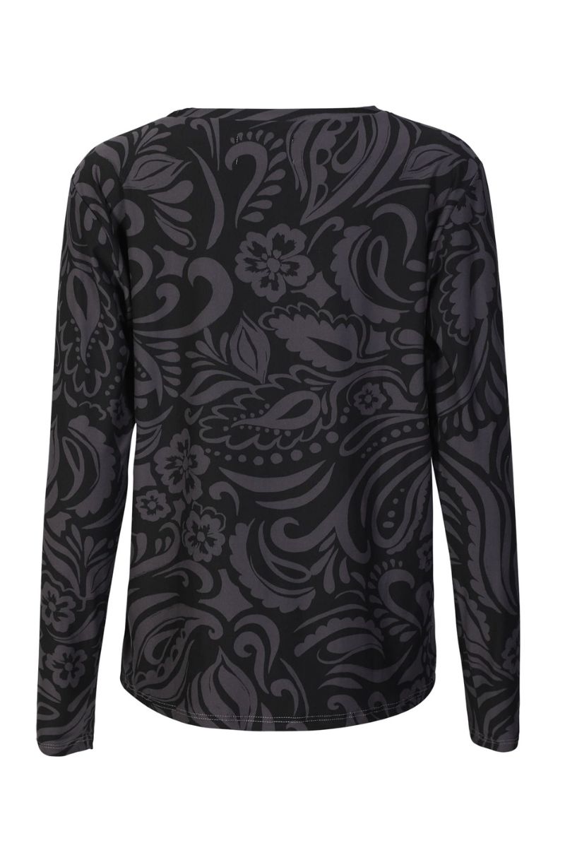 Alma Ls U Tshirt | Dark Grey Black Tia | Bluse fra Liberté