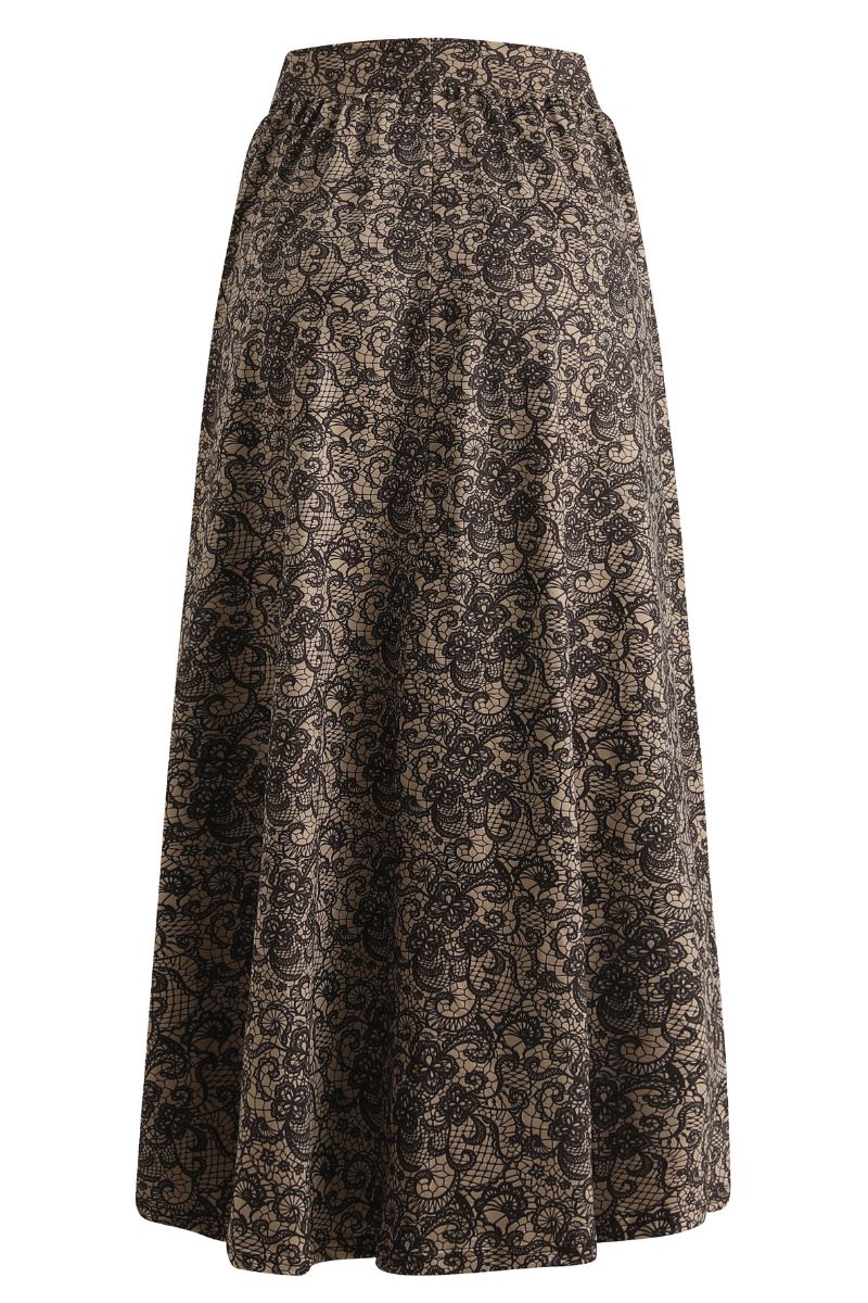 Alma Loose Skirt | Mocca Brown Lace | Nederdel fra Liberté