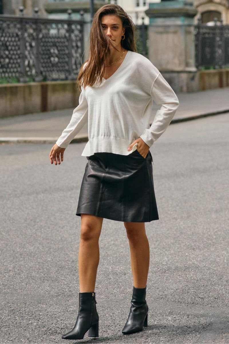 Adalyn Leather Skirt | Black | Nederdel fra Mos Mosh