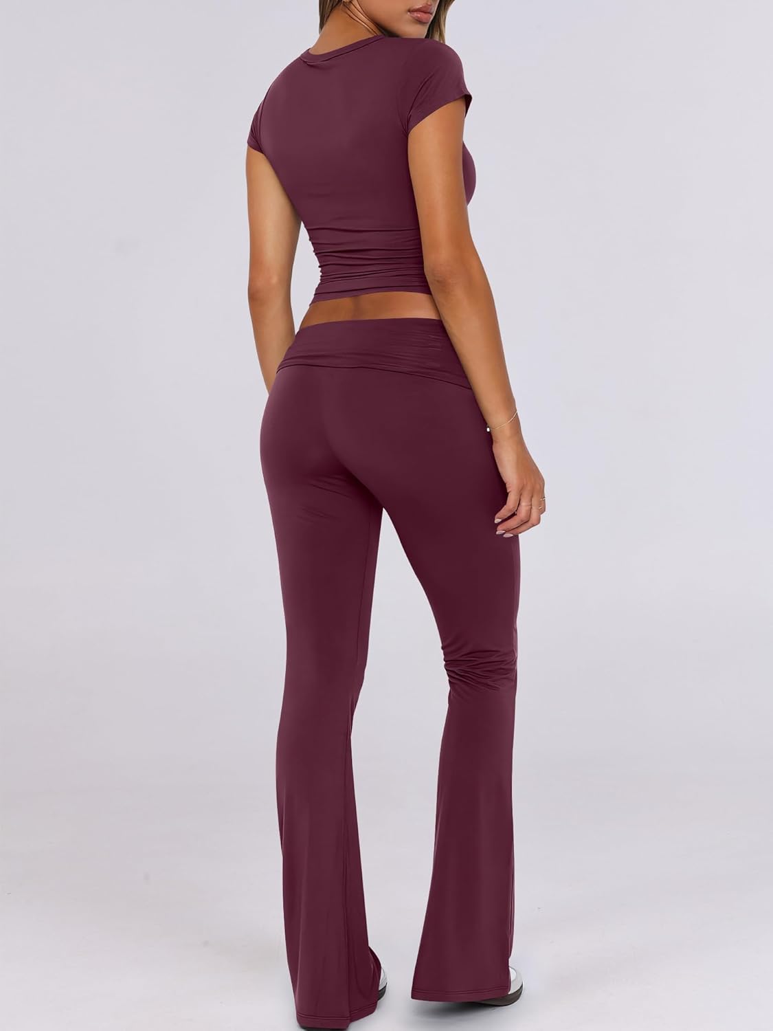 ANRABESS DAME LONGWEAR – TRENDY 2-DELT SETT MED FLAREBUKSE & CROP TOP
