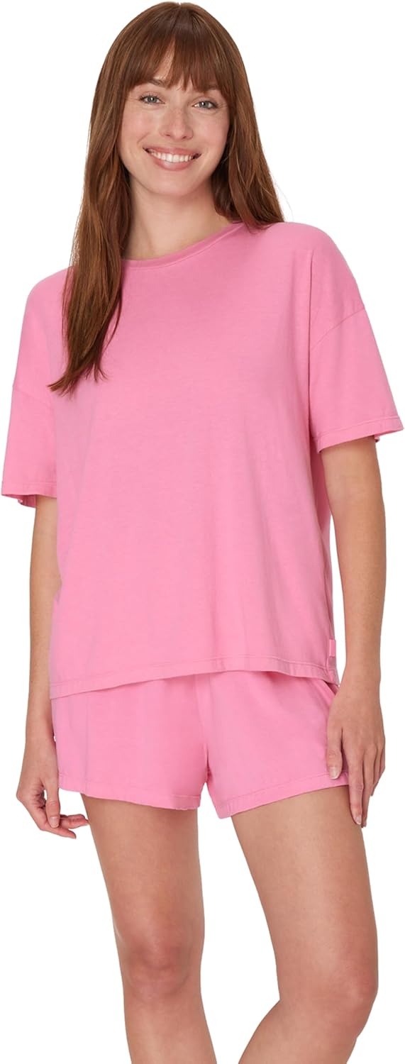 HANES DAME LOUNGE SETT | SUPERSOFT BOXY T-SKJORTE & SHORTS | 2-DELT SALONGWEAR FOR HVERDAG & SØVN