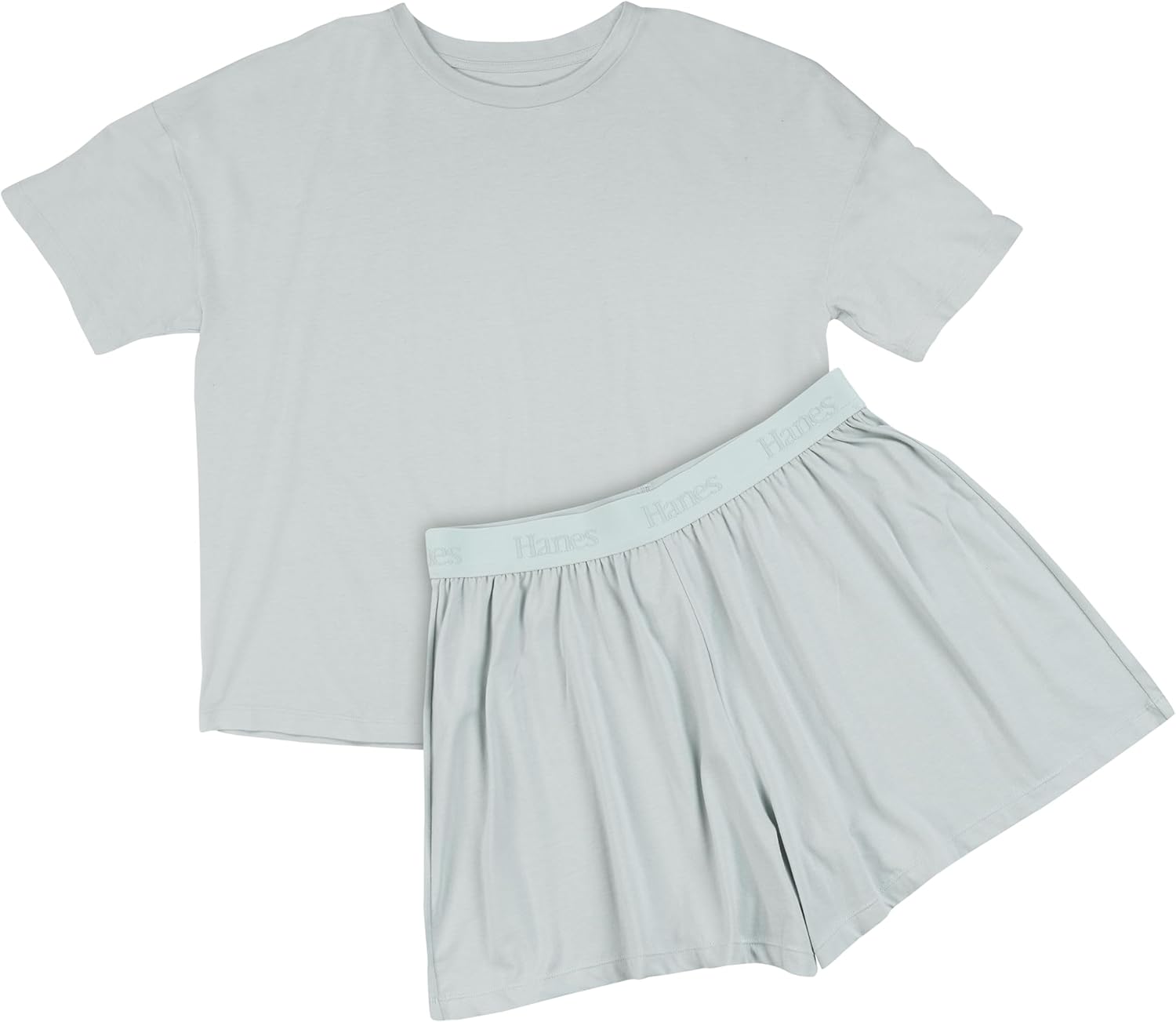 HANES DAME LOUNGE SETT | SUPERSOFT BOXY T-SKJORTE & SHORTS | 2-DELT SALONGWEAR FOR HVERDAG & SØVN