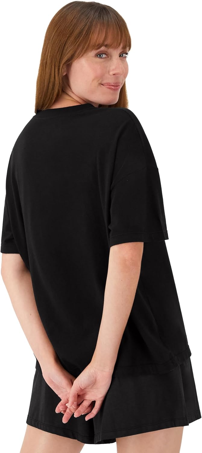 HANES DAME LOUNGE SETT | SUPERSOFT BOXY T-SKJORTE & SHORTS | 2-DELT SALONGWEAR FOR HVERDAG & SØVN