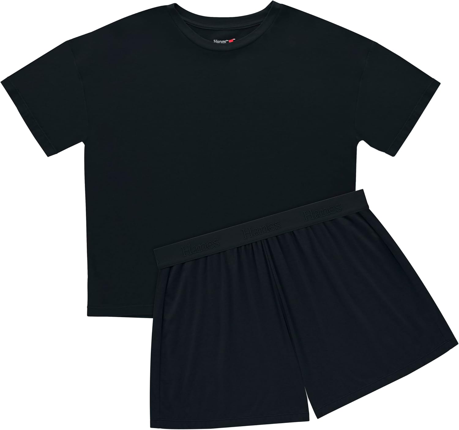HANES DAME LOUNGE SETT | SUPERSOFT BOXY T-SKJORTE & SHORTS | 2-DELT SALONGWEAR FOR HVERDAG & SØVN
