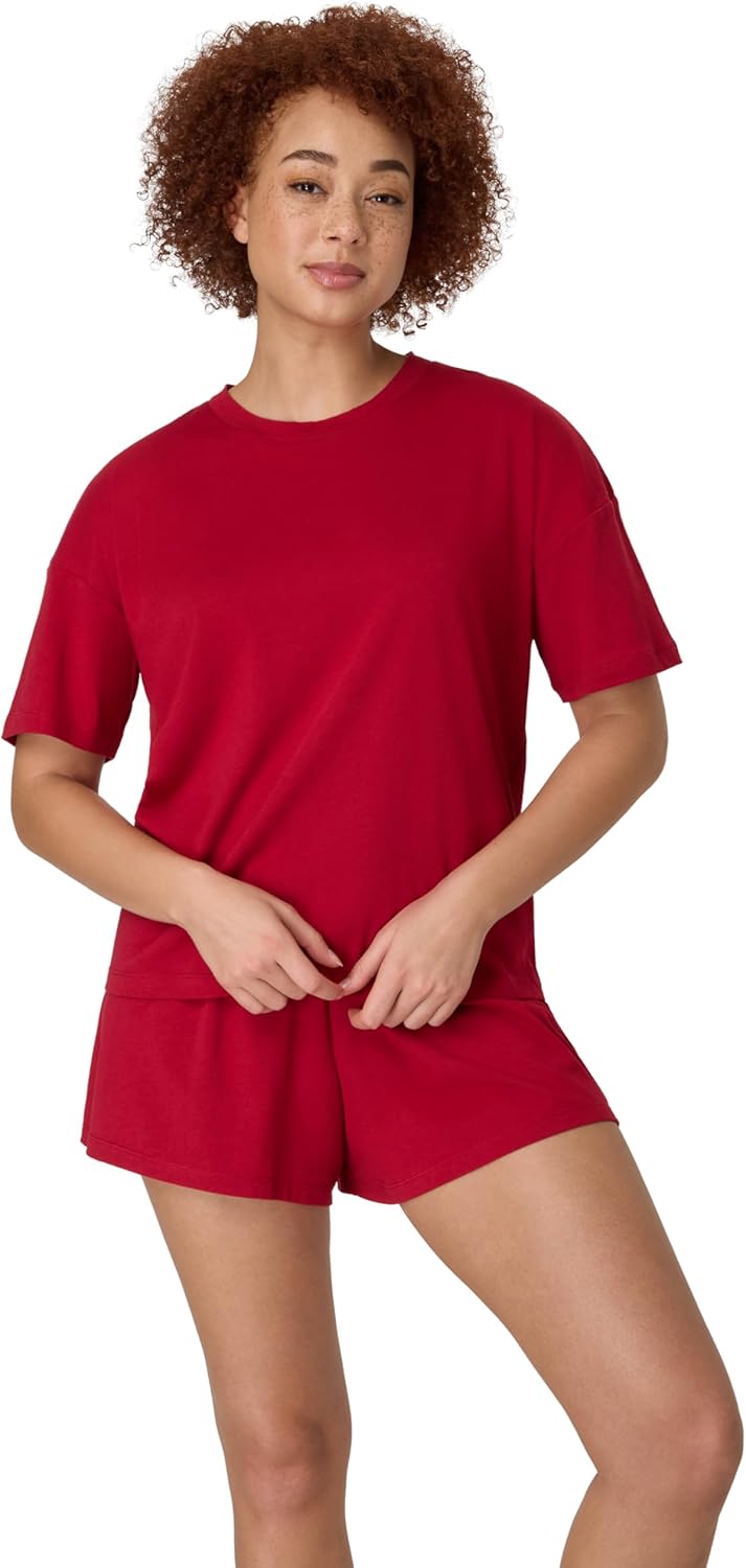 HANES DAME LOUNGE SETT | SUPERSOFT BOXY T-SKJORTE & SHORTS | 2-DELT SALONGWEAR FOR HVERDAG & SØVN