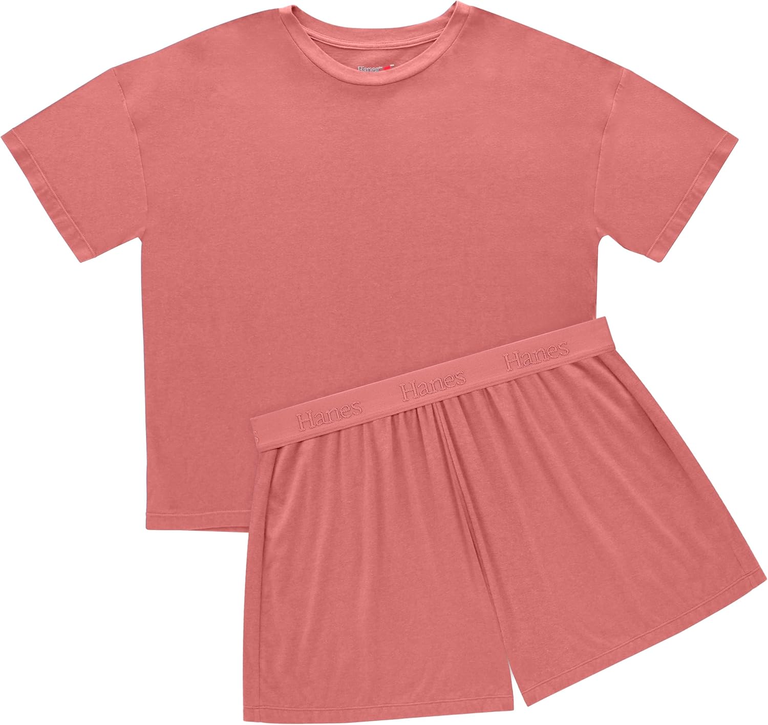 HANES DAME LOUNGE SETT | SUPERSOFT BOXY T-SKJORTE & SHORTS | 2-DELT SALONGWEAR FOR HVERDAG & SØVN