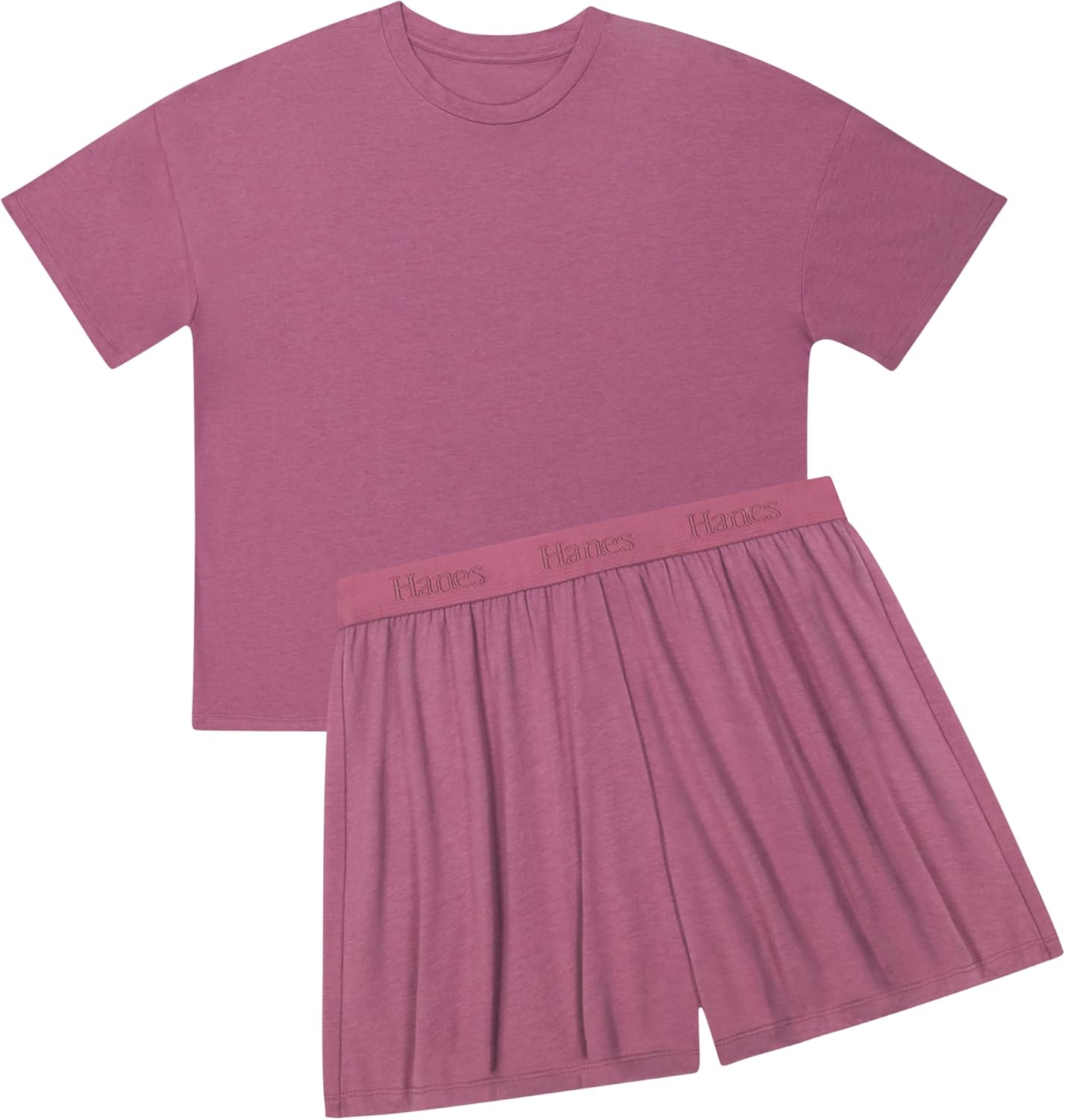 HANES DAME LOUNGE SETT | SUPERSOFT BOXY T-SKJORTE & SHORTS | 2-DELT SALONGWEAR FOR HVERDAG & SØVN