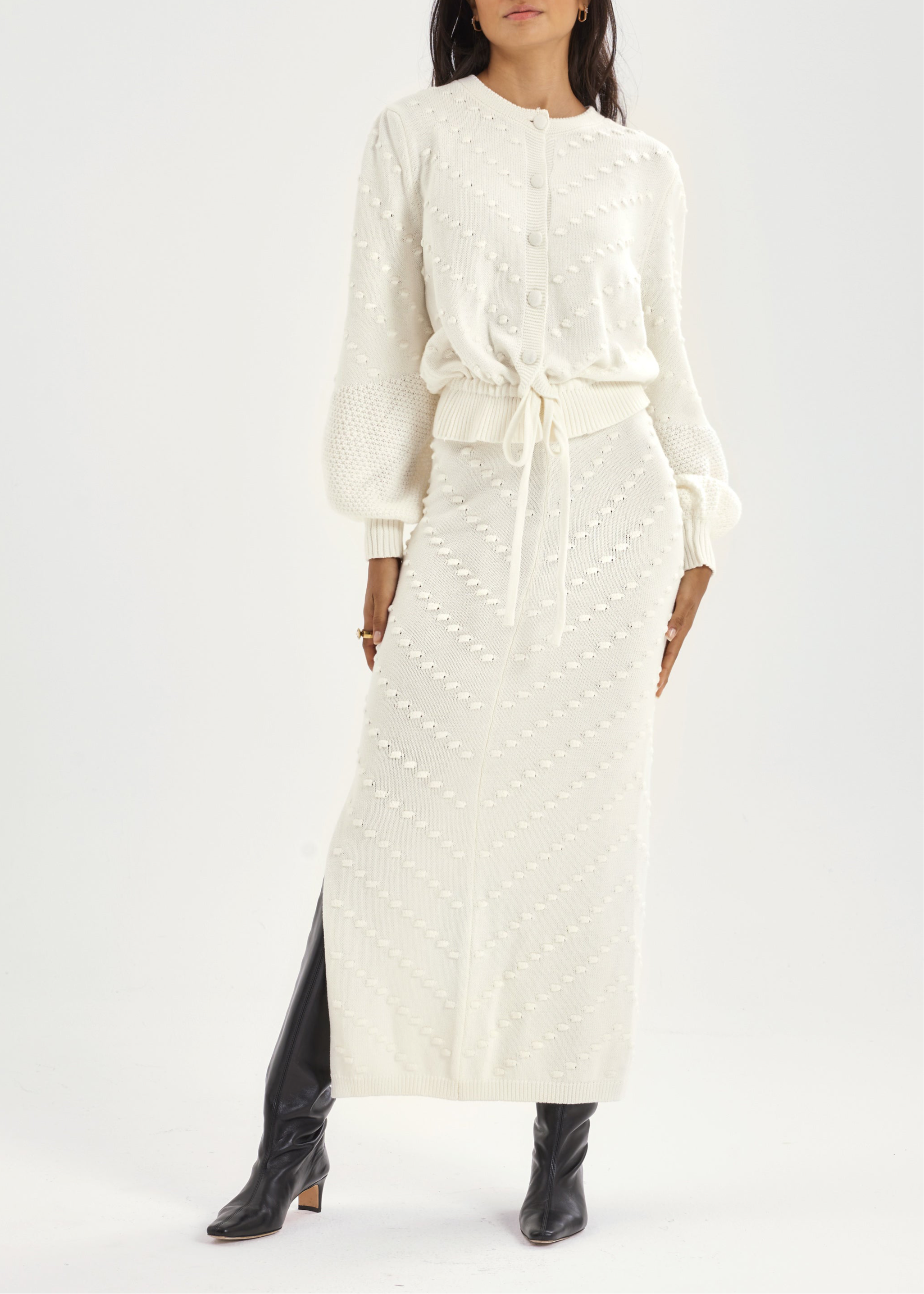 Freya Textured Cotton Skirt | Ivory
