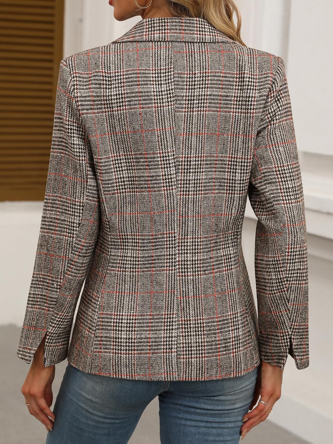 Dame blazer i rutete Houndtooth – 2 knapper