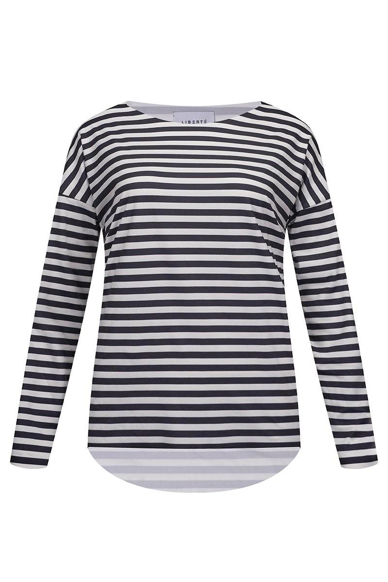 Alma Ls Top | Black Creme Stripe | Bluse fra Liberté