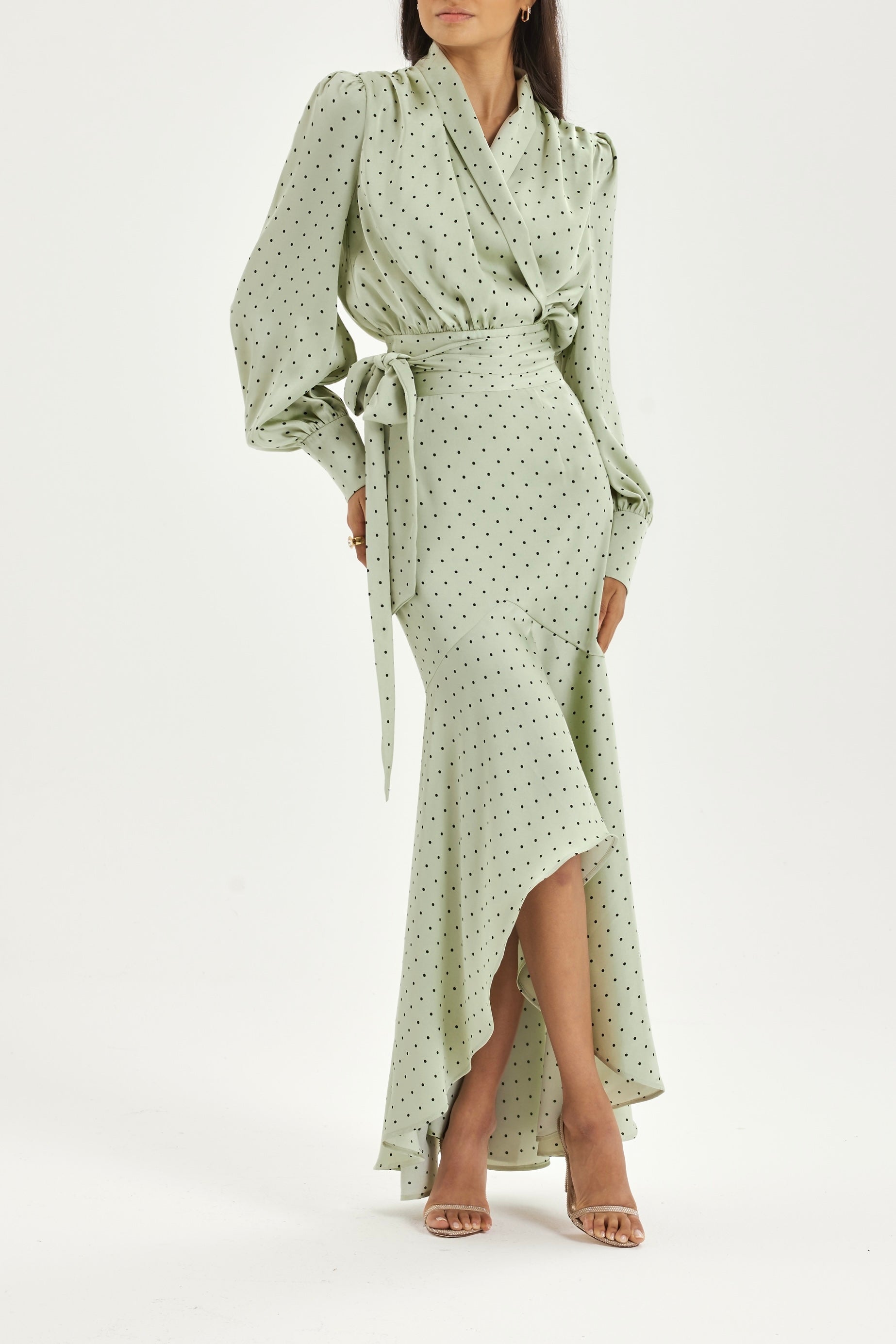 Martina Polka Dot Cascade Skirt | Matcha