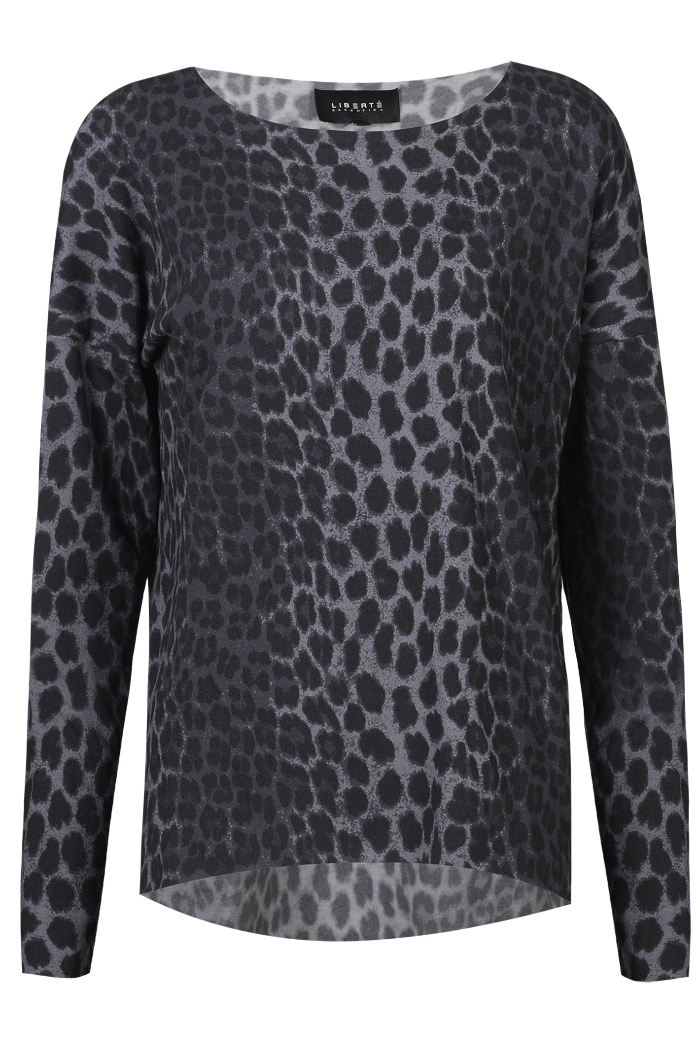 Alma Ls Top | Dark Grey Leo | Bluse fra Liberté