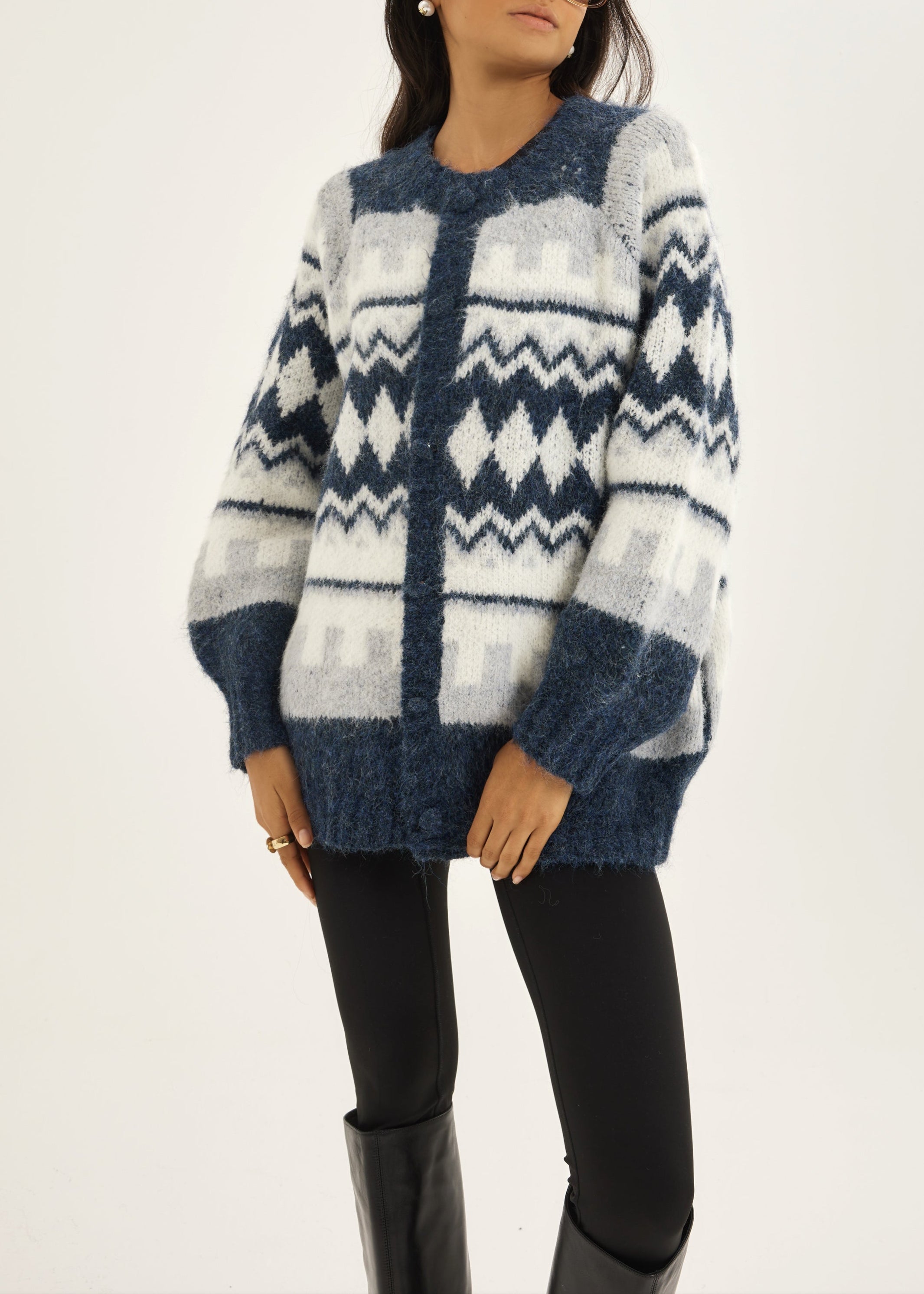 Aspen Fairisle Cosy Cardigan | Dreamy Blue