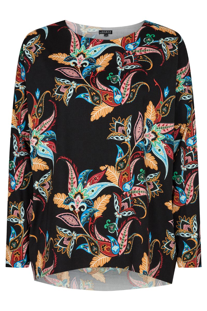 Alma Ls Top | Black Multicolor Paisley | Bluse fra Liberté
