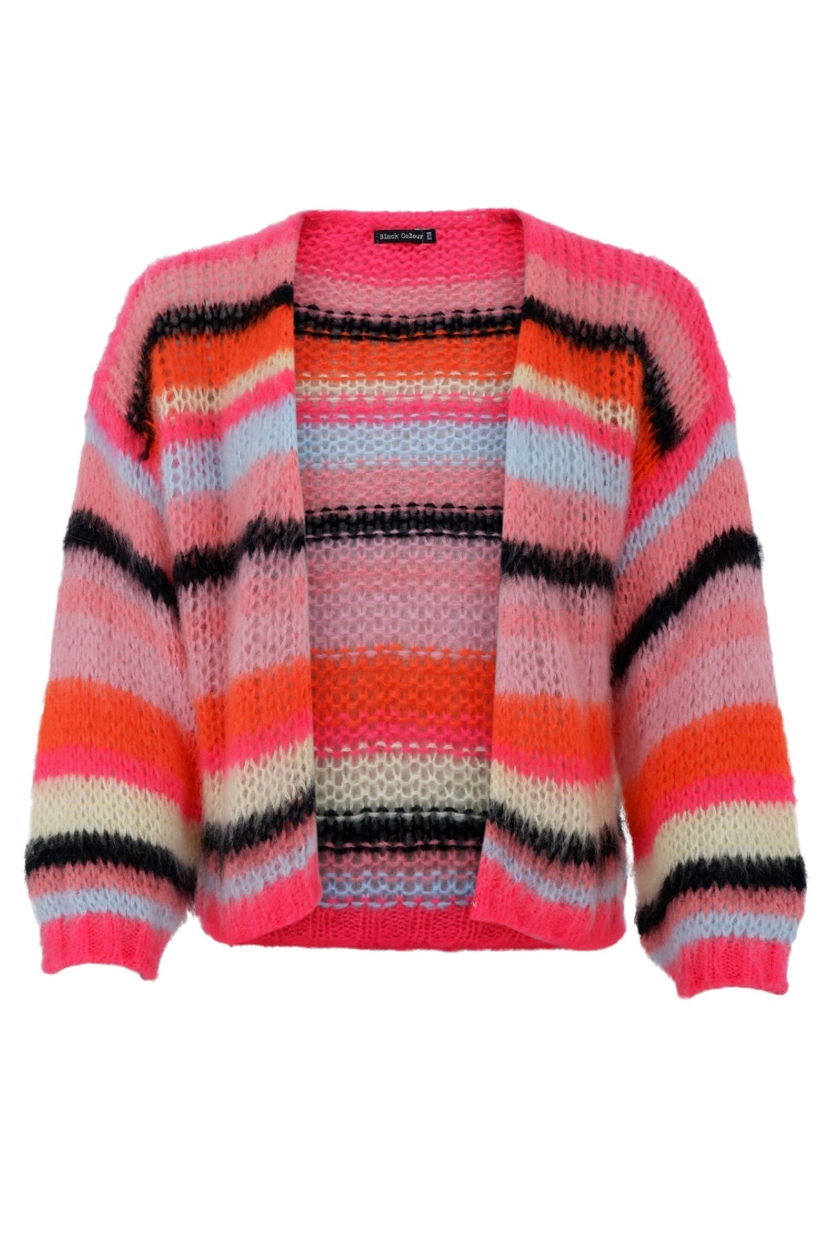 Adelin Multi Striped Cardigan | Bright Pink | Strik fra Black Colour