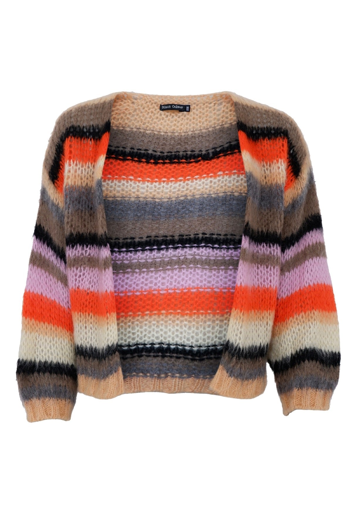 Adelin Multi Striped Cardigan | Peach Multi | Strik fra Black Colour