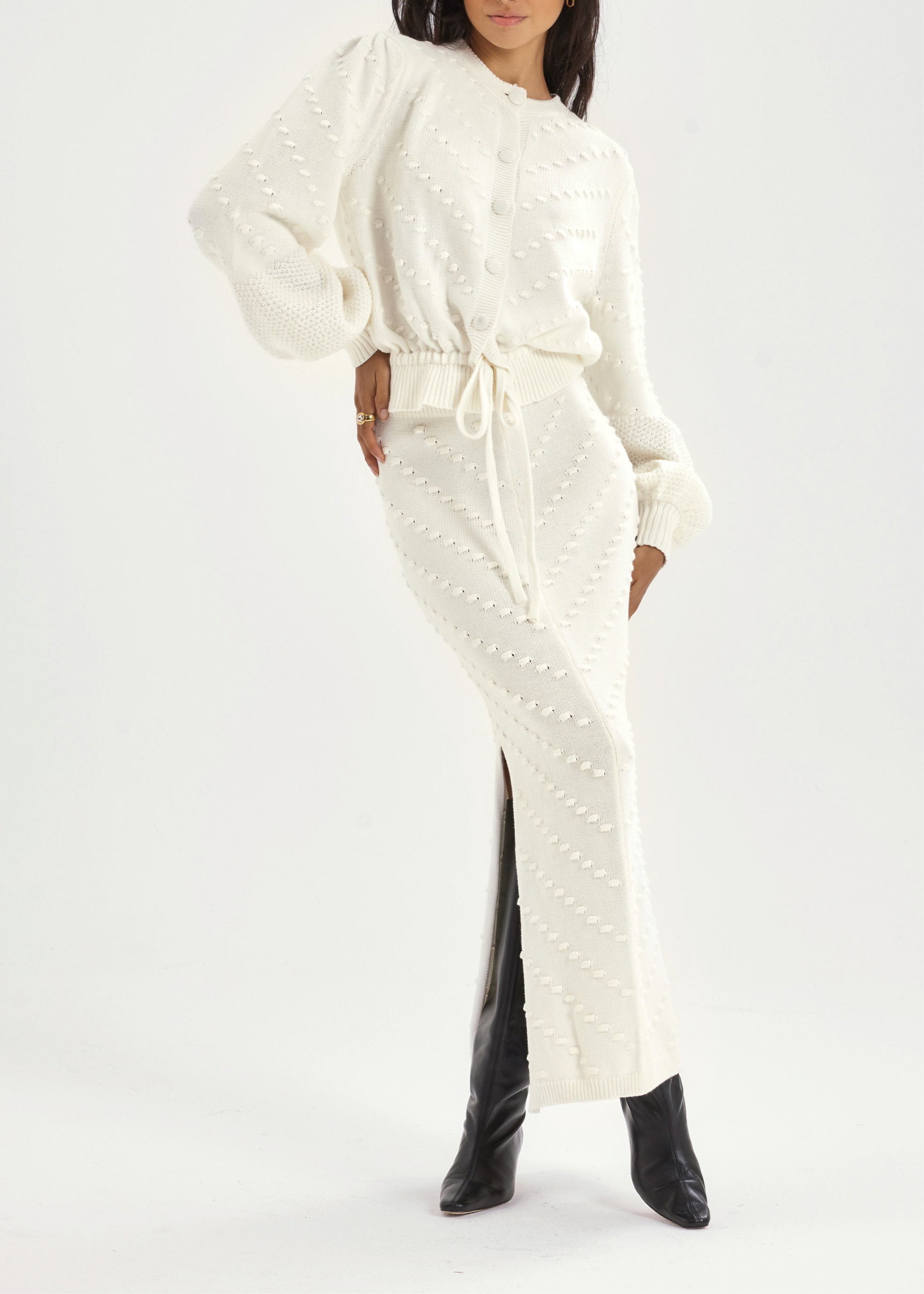 Freya Textured Cotton Skirt | Ivory