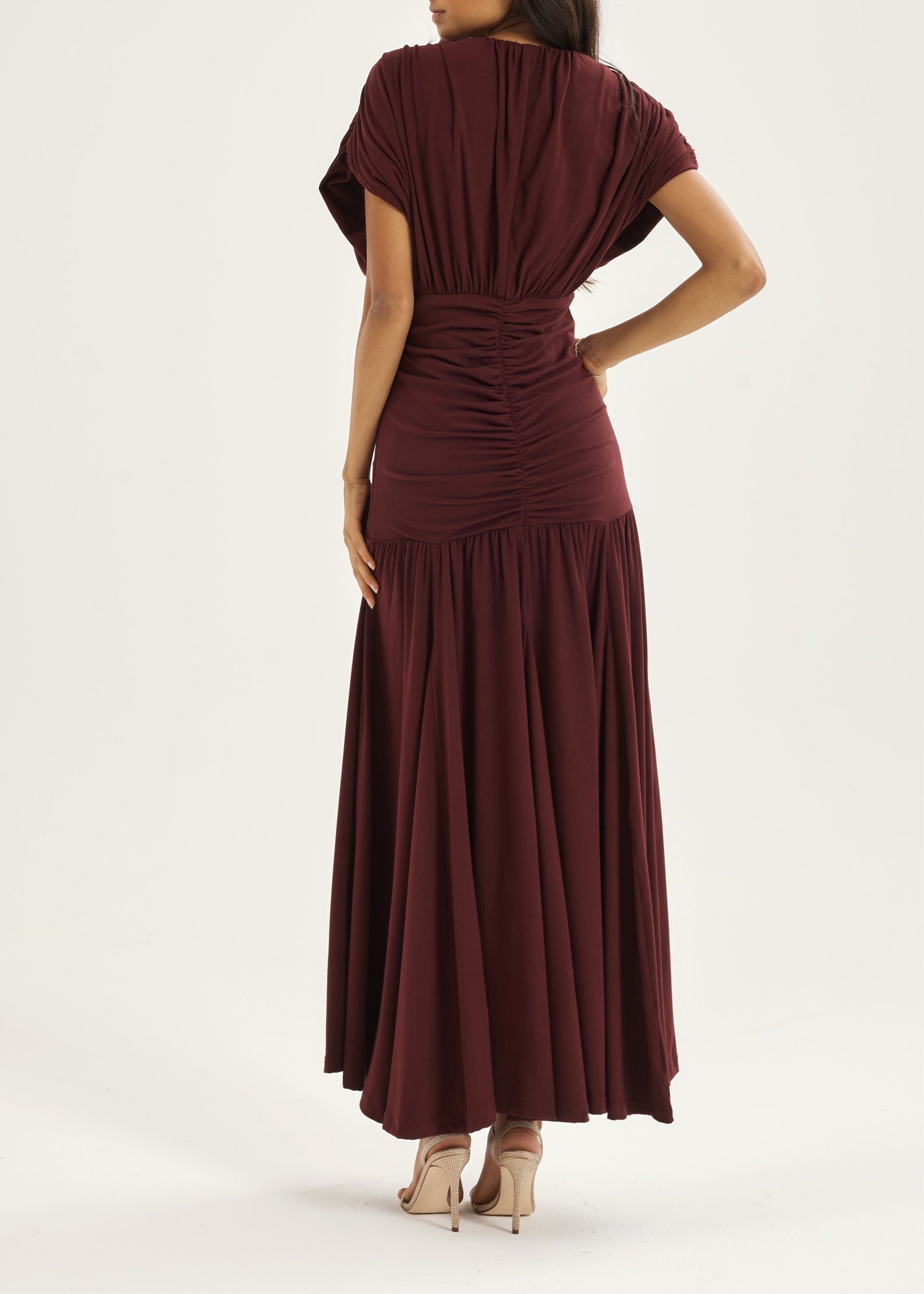 Alaina Drapert Paneldrøm Kjole | Merlot
