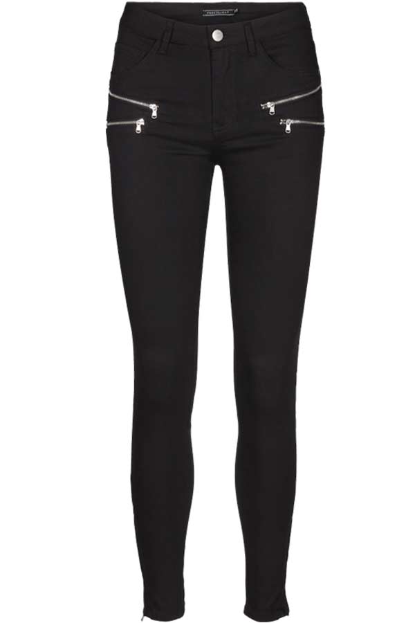 Aida 7/8 Pant | Black | Bukser med lynlåse fra Freequent