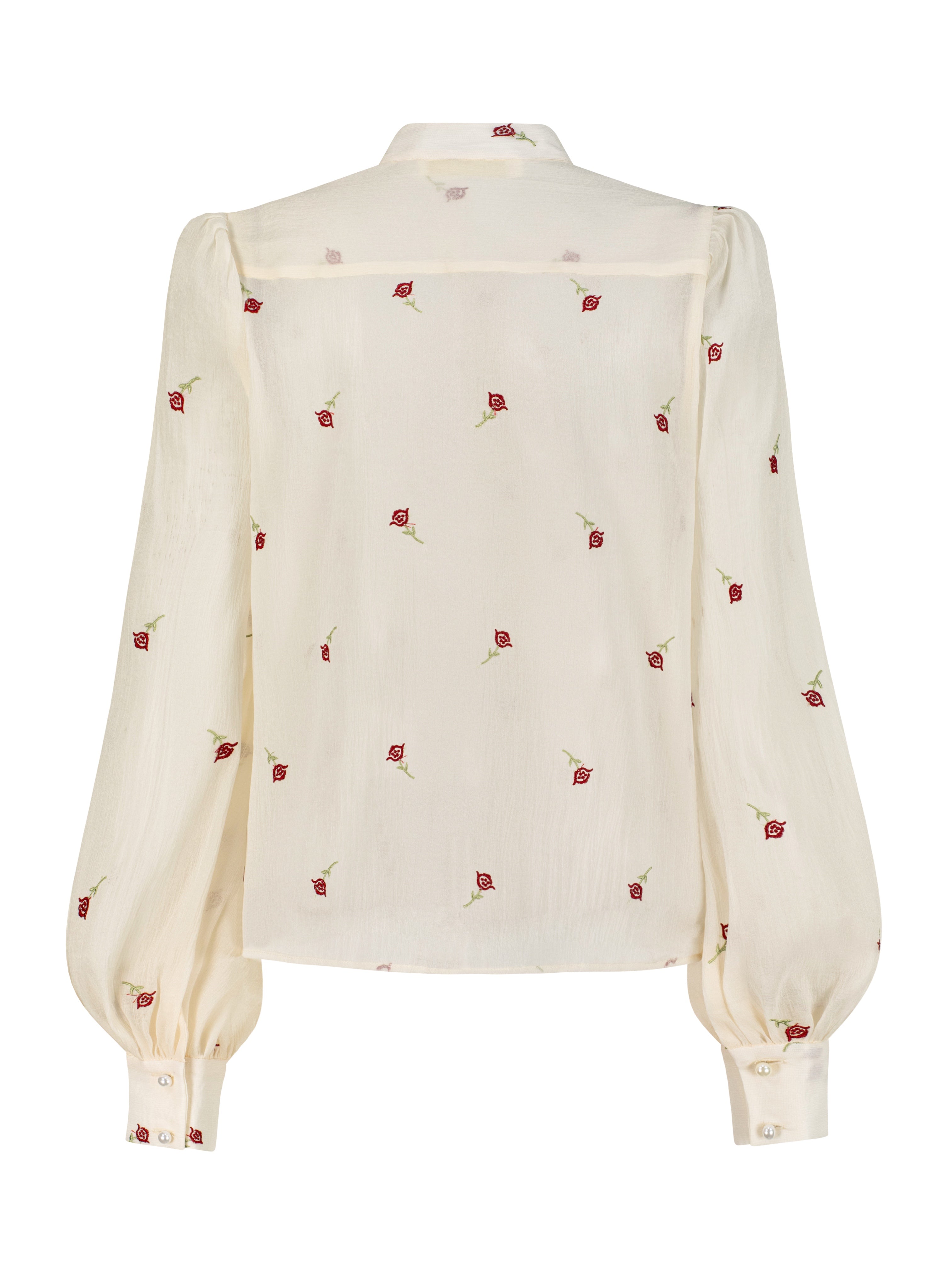 Sophia Embroidered Blouse | Ivory/Red