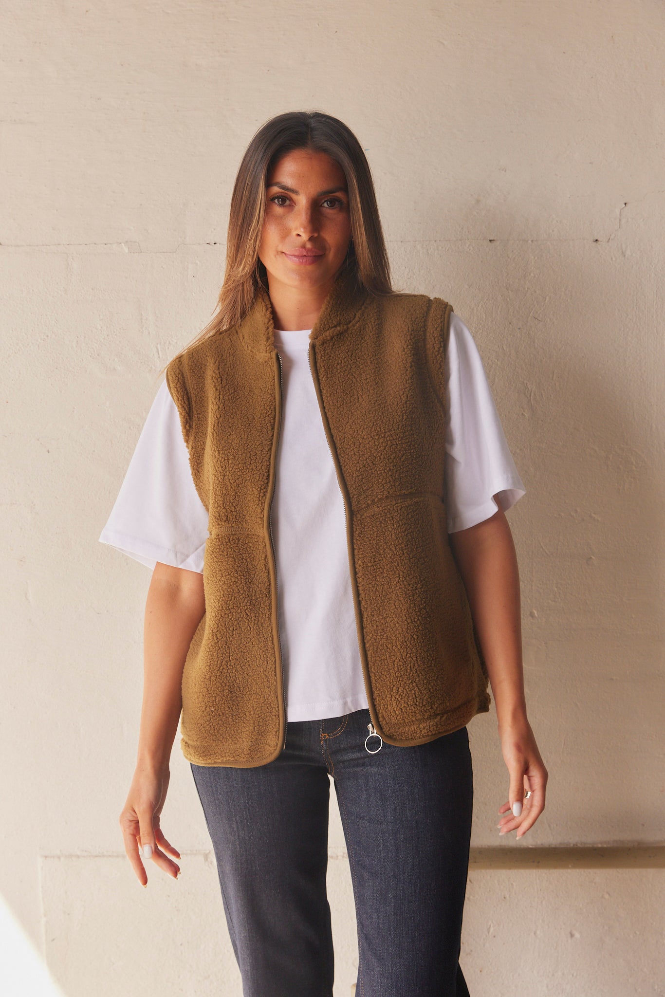 Ada Waistcoat | Mørkegrøn | Teddy vest fra French Laundry