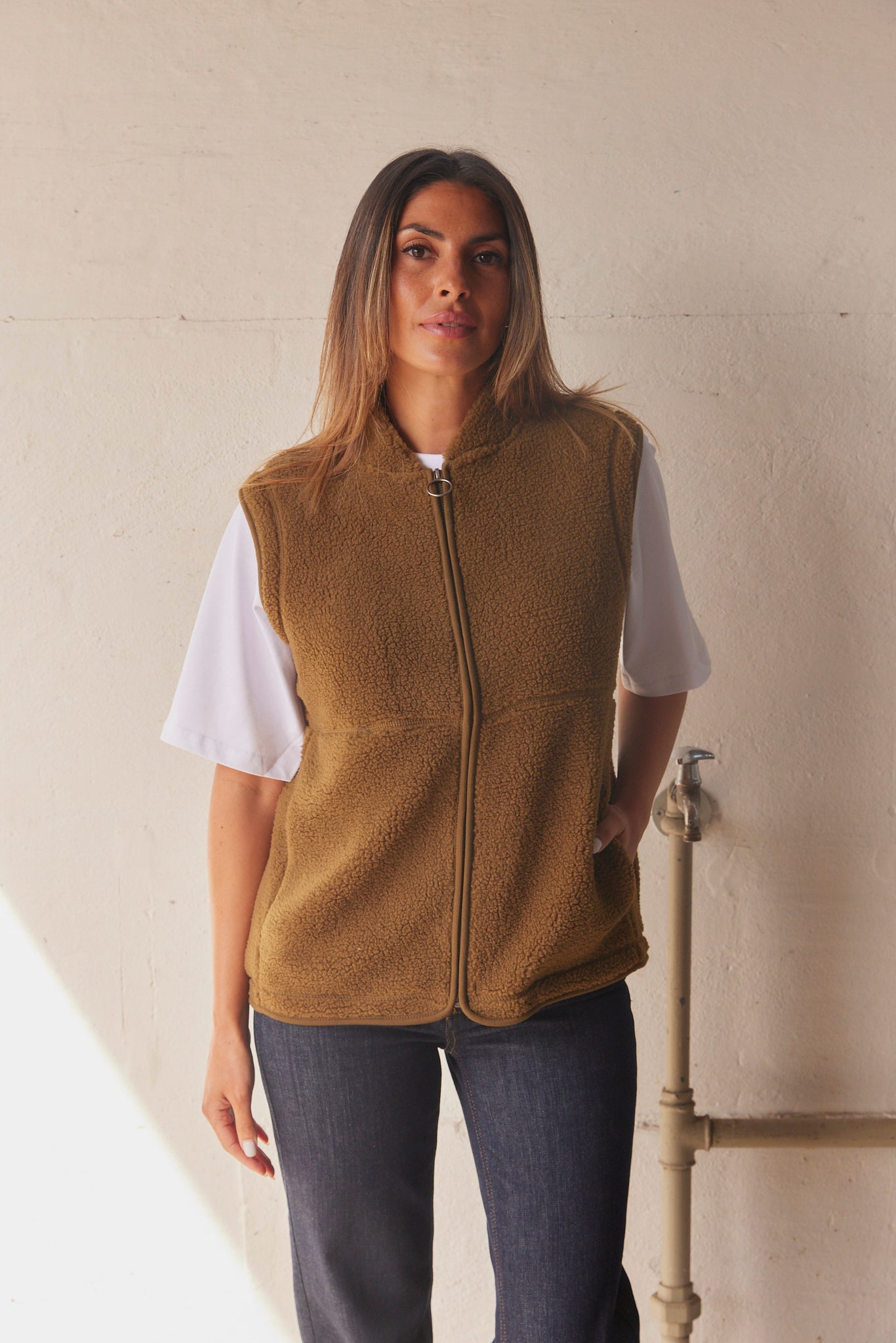 Ada Waistcoat | Mørkegrøn | Teddy vest fra French Laundry