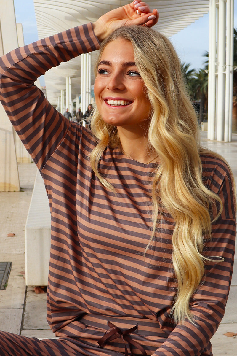 Alma Ls Top | Brown Stripe | Bluse fra Liberté