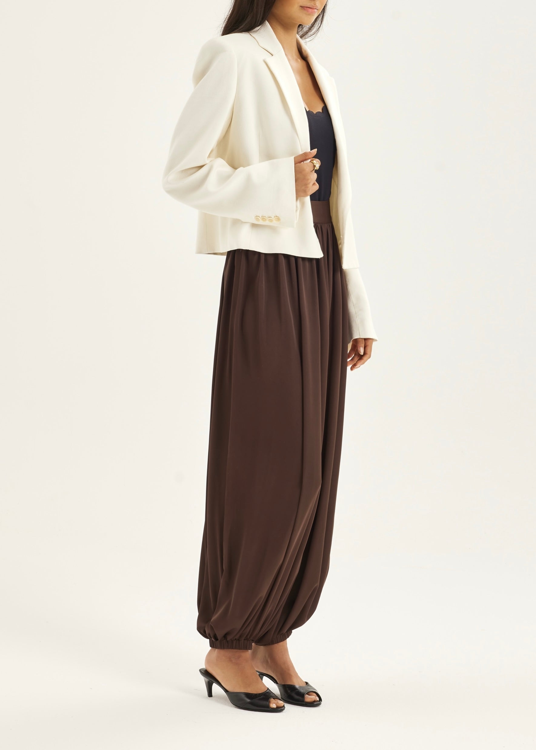 Karlie Satin Balloon Pants | Espresso